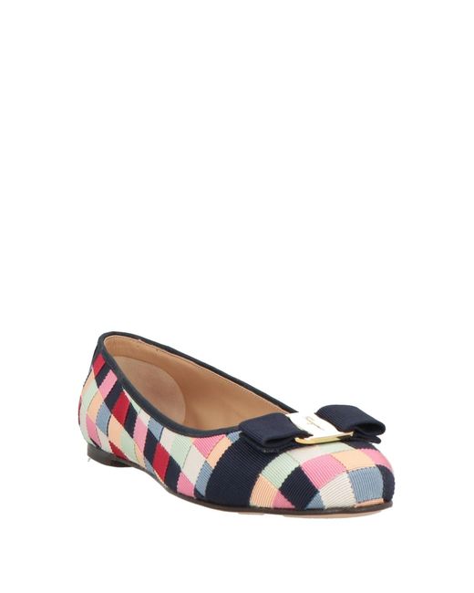 Ferragamo White Ballet Flats Textile Fibers