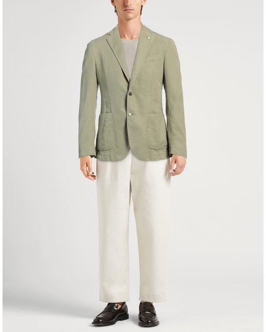 L.b.m. 1911 Green Blazer Lyocell, Linen, Cotton for men