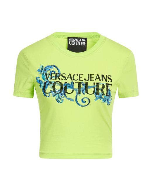 Versace Jeans Couture Green T-Shirt Cotton, Elastane