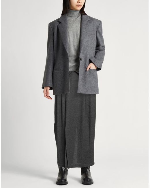 Alysi Gray Chocolat Charcoal Maxi Skirt Virgin Wool