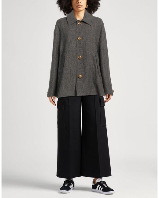 AMI Gray Dark Coat Virgin Wool, Cotton