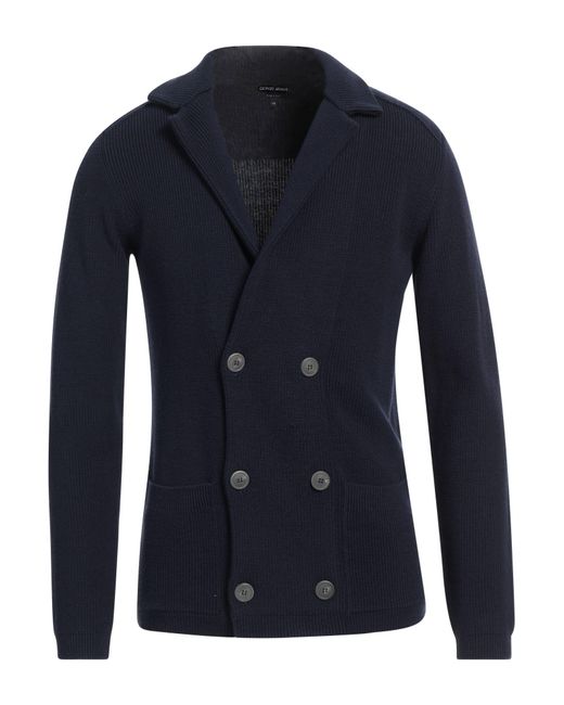 Giorgio Armani Blue Midnight Cardigan Virgin Wool, Cotton for men