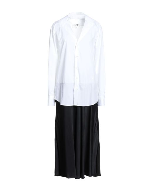 MM6 by Maison Margiela White Midi Dress Cotton, Viscose
