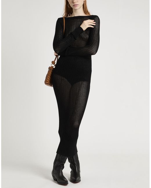 Patrizia Pepe Black Maxi Dress Viscose, Polyamide