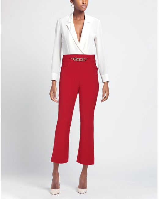 Denny Rose Red Pants Polyester, Elastane