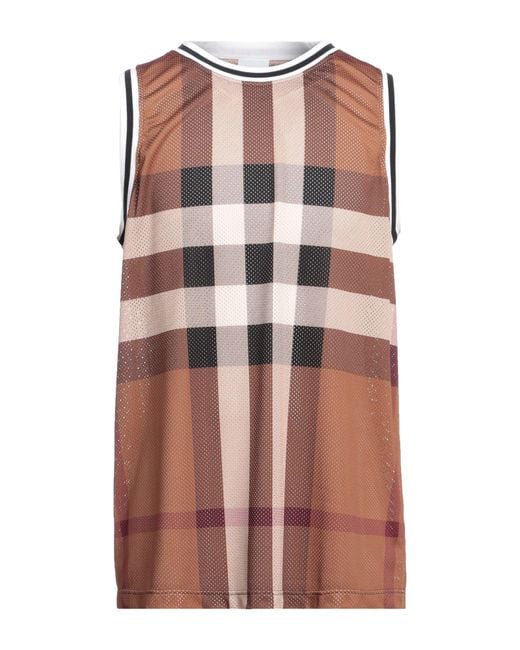 Burberry Brown Checked Mesh Tank Top for men