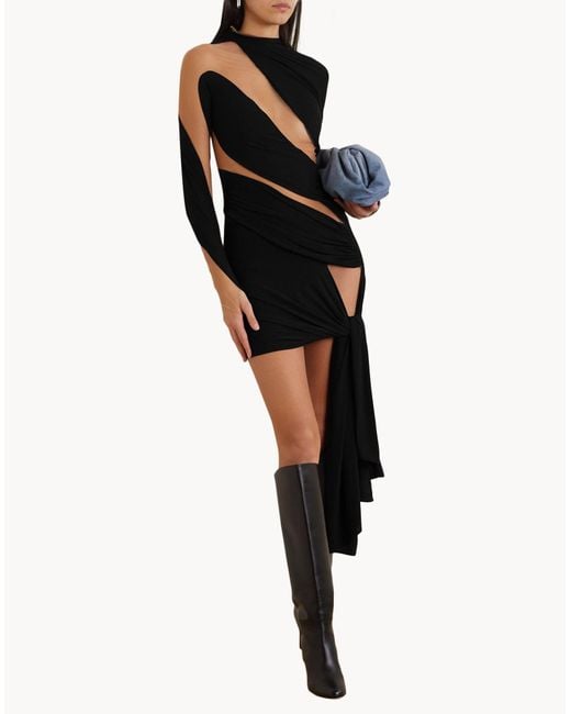 Mugler Black Mini Dress Polyamide, Elastane