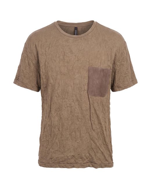 Giorgio Brato Brown Khaki T-Shirt Polyester, Cotton for men