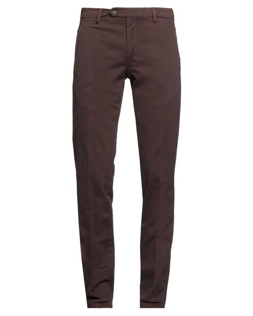 Michael Coal Brown Pants Cotton, Elastane for men