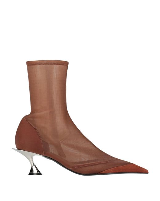 Mugler Brown Ankle Boots Textile Fibers, Leather