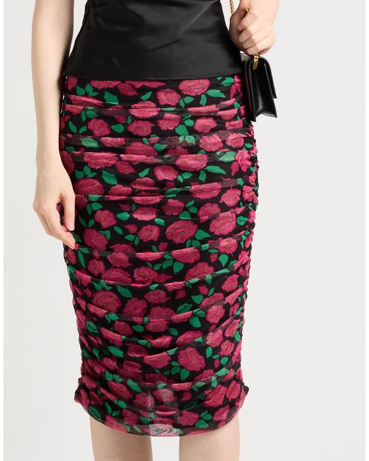 Pinko Red Midi Skirt Polyester, Elastane