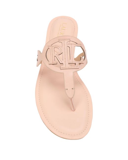 Sandalias de dedo Lauren by Ralph Lauren de Cuero de color Rosa - Lyst