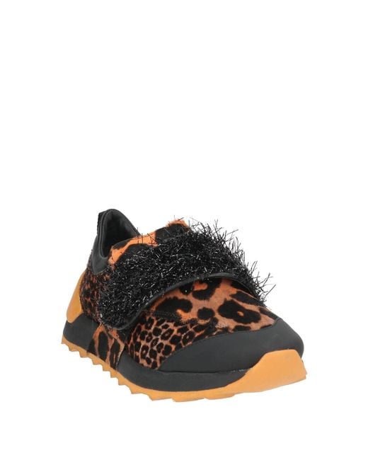 Alberto Guardiani Yellow Marigold Sneakers Leather, Textile Fibers