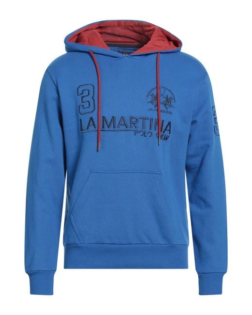 La Martina Blue Sweatshirt Cotton for men