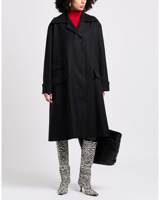 Malloni Black Coat Virgin Wool