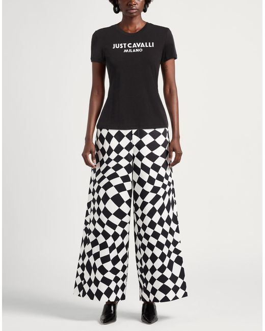 Just Cavalli Black T-Shirt Cotton, Elastane