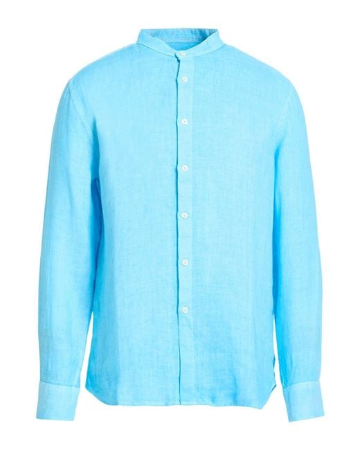 120% Lino Blue Shirt Linen for men