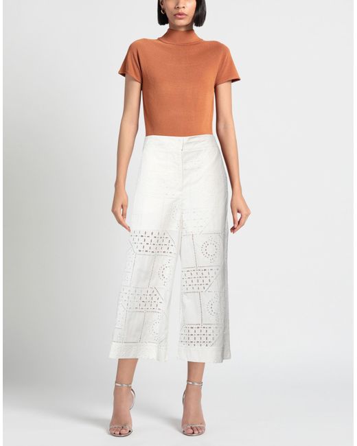 MSGM White Cropped Trousers