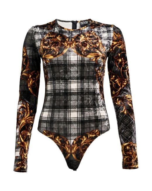 Versace Jeans Couture Black Bodysuit Polyester, Elastane