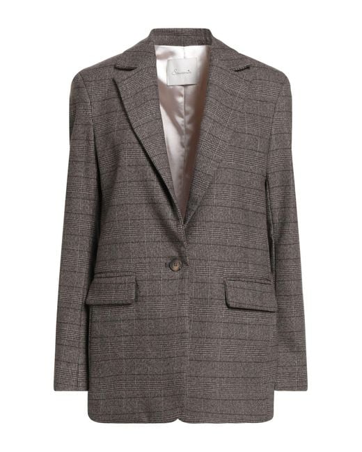 Souvenir Clubbing Brown Blazer Polyester, Viscose, Elastane