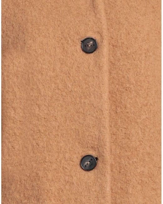 Hevò Brown Camel Coat Virgin Wool, Polyamide