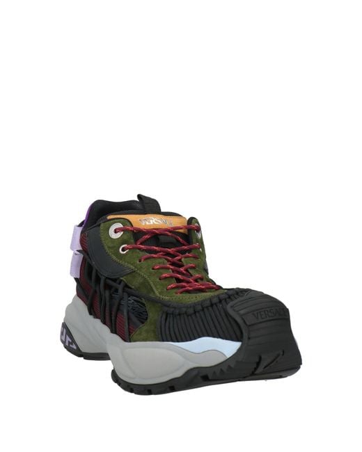 Versace Multicolor Military Sneakers Leather, Textile Fibers for men