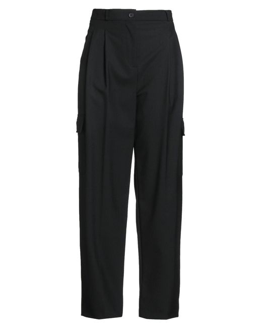 Semicouture Black Pants Polyester, Virgin Wool, Elastane