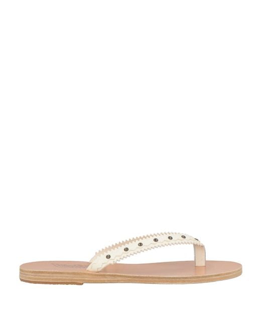 Ancient Greek Sandals White Thong Sandal Cowhide