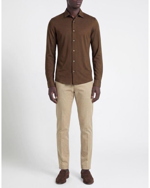 Moorer Brown Dark Shirt Cotton for men