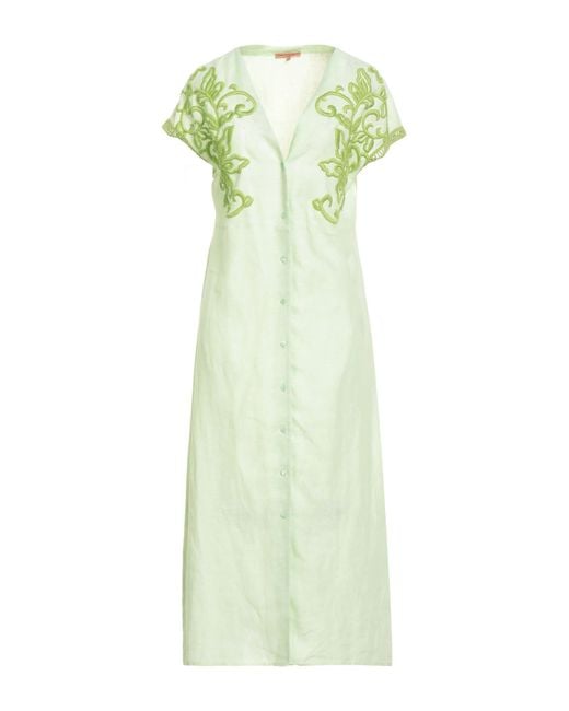 Ermanno Scervino Green Light Midi Dress Linen