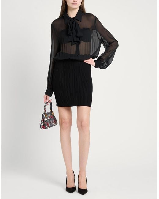 Semicouture Black Mini Dress Virgin Wool, Silk, Acetate