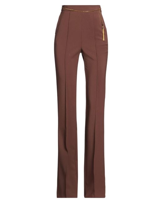 Elisabetta Franchi Brown Chocolate Pants Polyester, Elastane