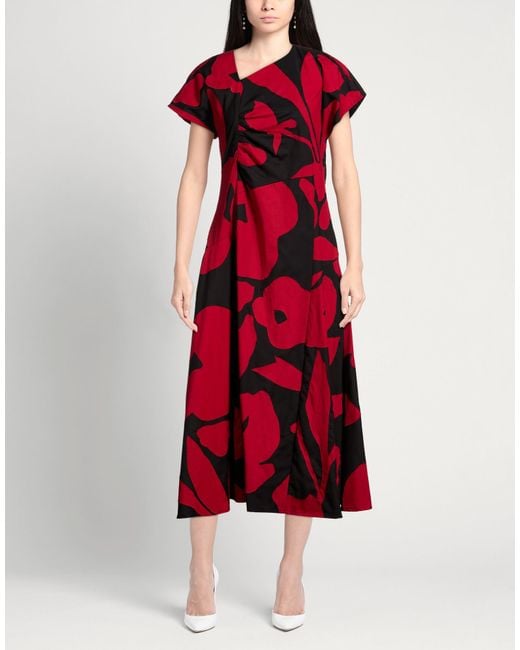 LOVEBIRDS Red Midi Dresses
