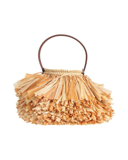 GATTI Milano Metallic Handbag Natural Raffia, Leather