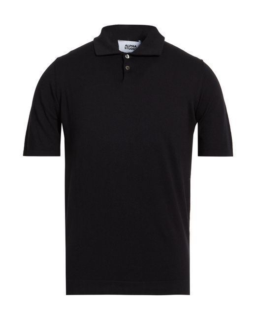 Alpha Studio Black Polo Shirts for men