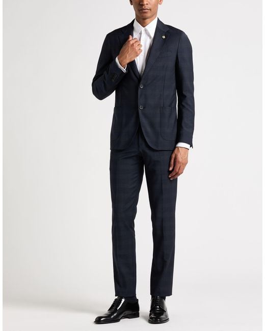 Lardini Blue Suit Polyester, Wool, Elastane for men