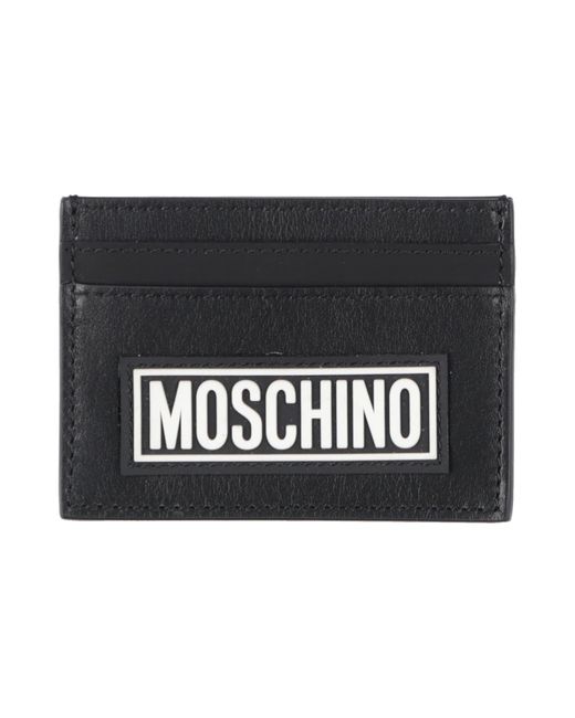 Moschino Black Cardholder Leather, Textile Fibers for men