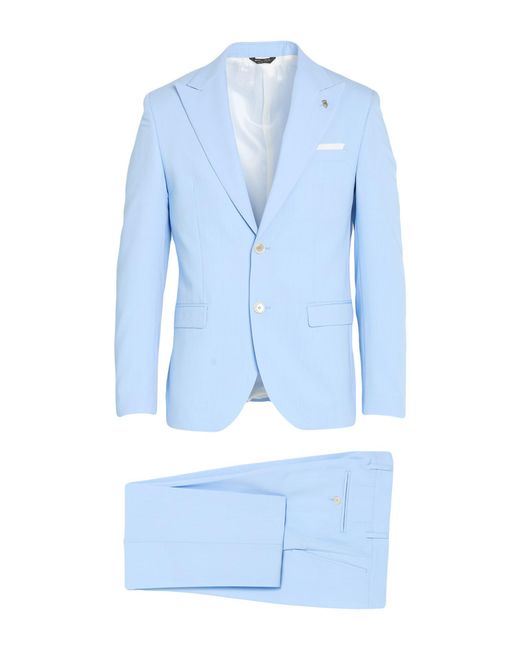 Berry & Brian Blue Suit Polyester, Viscose, Elastane for men