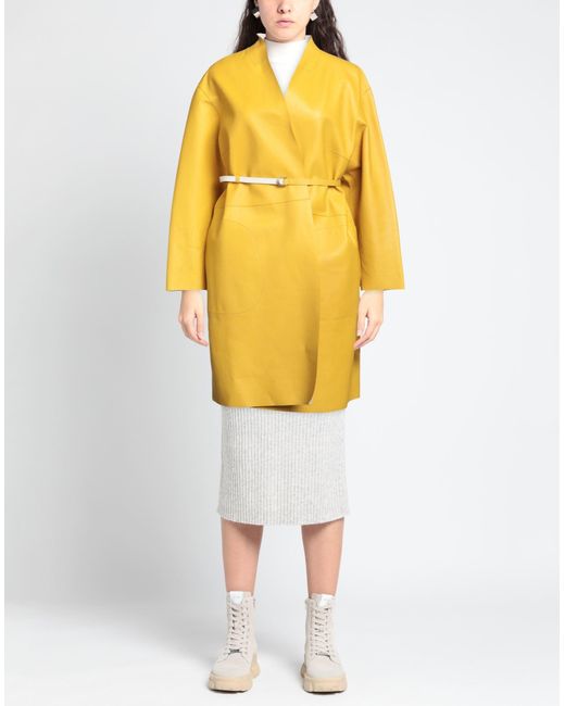 Desa Nineteenseventytwo Yellow Overcoat & Trench Coat