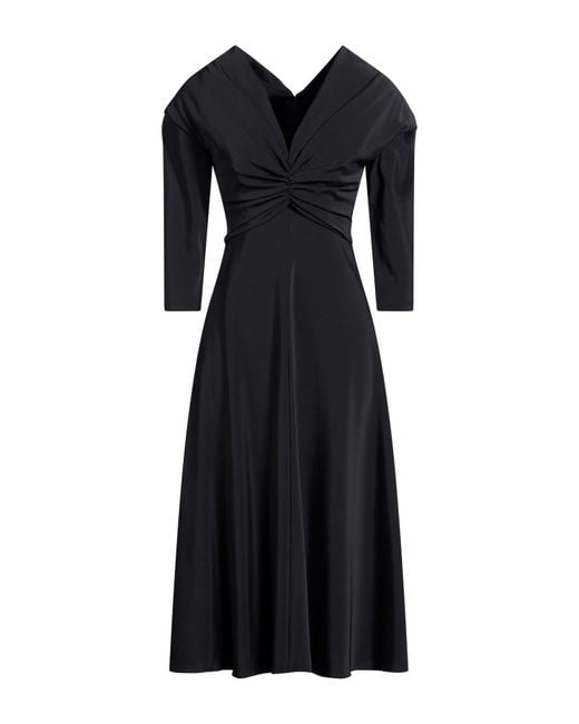 Alberta Ferretti Black Midi Dress Silk, Elastane