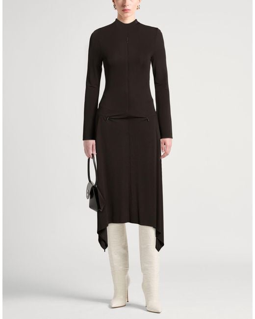 Courreges Black Dark Midi Dress Viscose, Elastane