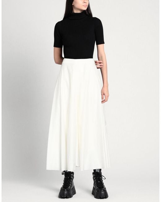 Cruna White Midi Skirt Cotton, Polyamide, Elastane