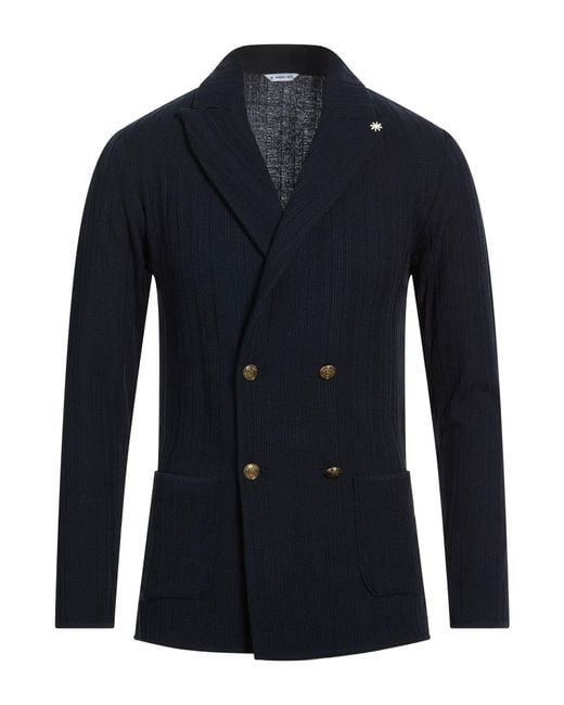Manuel Ritz Blue Midnight Blazer Cotton, Acrylic for men