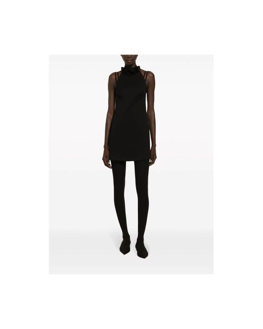 Dolce & Gabbana Black Kurzes Kleid Aus Wolle