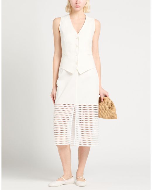 Jijil White Midi Skirt Polyester, Cotton