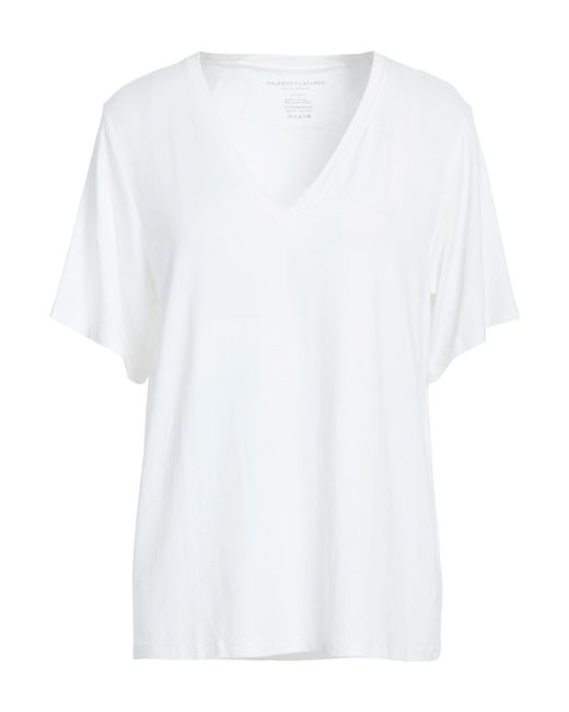 Majestic Filatures Women's White Ivory T-Shirt Viscose, Elastane