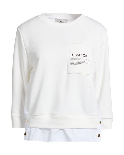 Elisabetta Franchi White Sweatshirt Cotton, Polyester