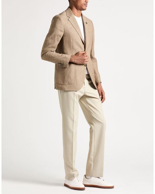 Lardini Brown Blazer Linen, Elastane for men