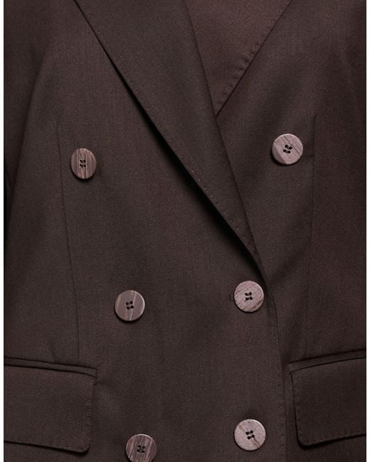 Caractere Brown Dark Blazer Polyester, Wool, Viscose, Elastane