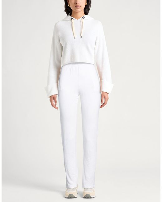 120% Lino White Pants Linen, Elastane